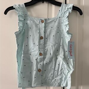 NWT Cat & Jack  Blue Polka Dot Ruffle Tank